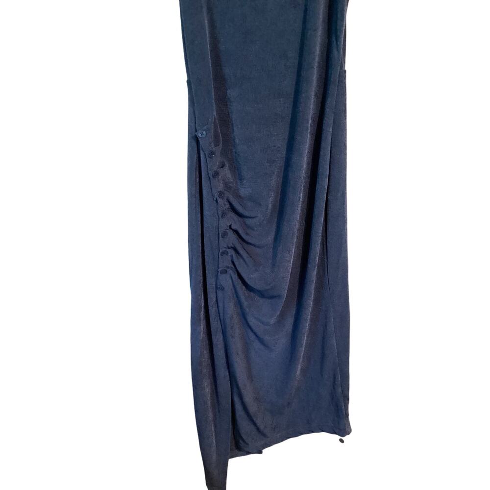 1144 NWOT Cider Rouched Asymmetrical Bodycon Blue Dress Size Extra Small